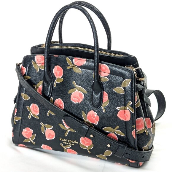 KATE SPADE New York Knott Ditsy Rose Leather Satchel Crossbody - Picture 5 of 16